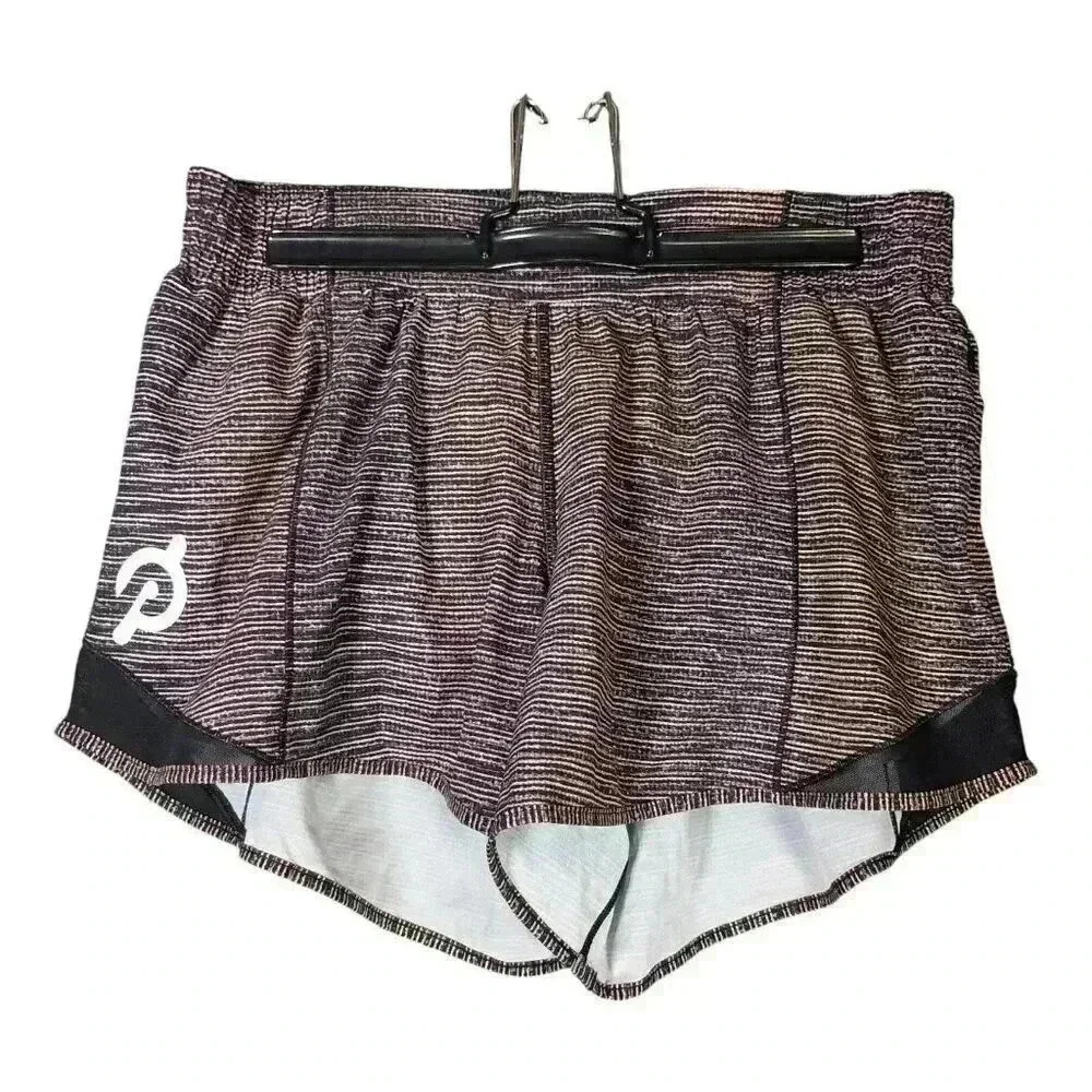Lululemon Hotty Hot Short II *Long 4" Peloton Limitless Brown Multi Women's 8